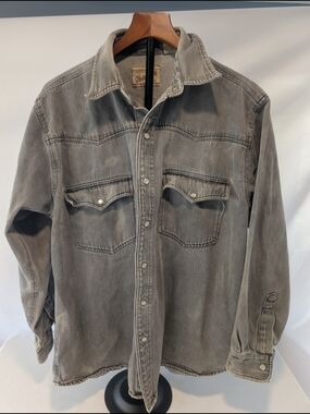 Chesterfield Vintage Casual Grey Denim Pearl Snap Shirt Men's Size Large